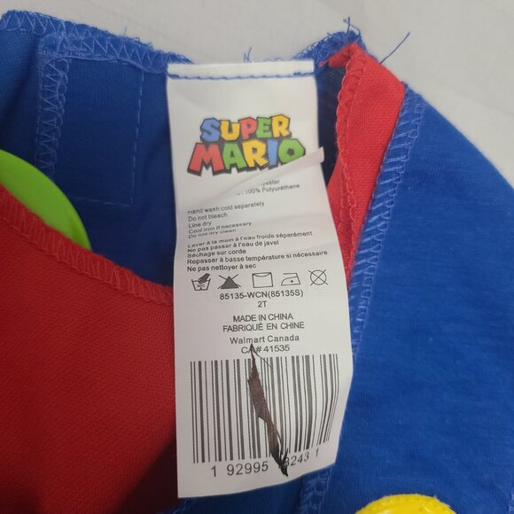 Super Mario coverall Halloween Costume Size 2T toddler (NEW) - Picture 5 of 8
